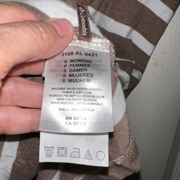 Columbia pullover hooded 3/4 sleeve strip top with drawstring waist Y2K sz Small - Picture 8 of 12